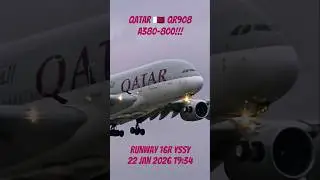 A380 CLOSE-UP!!! Qatar 🇶🇦 QR908 A380-800 landing 16R YSSY