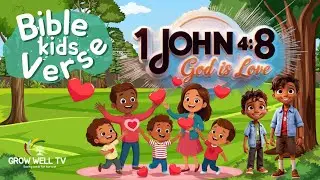 1 John 4:8 Memory Verse for Kids| God is Love| Kids Bible Verse Valentine&rsquo;s Day || Grow Well Kids TV