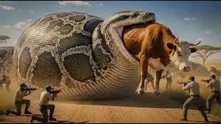 Giant Python Attacks Cow on Lonely Road | Brave Rescue Team Saves Her Life