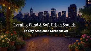 City Rooftop Garden Ambience at Night 🌃 | Relaxing Sounds for Sleep & Study