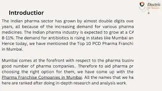 Top 10 PCD Pharma Franchise Companies in Mumbai- Doctris Lifescience