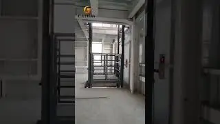 Capacity 1ton, double guide rail factory freight elevator#cathaylift #cargolift #goodslift