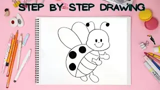 HOW TO DRAW LADYBIRD, LADYBIRD DRAWING, DRAWING OF LADYBIRD(DRAWING TUTORIAL FOR KIDS) #pencilquiver