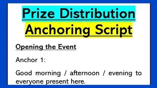 Anchoring Script in English for Prize Distribution in School 727 Words