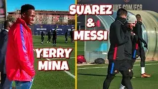 Yerry Mina first training session with Messi & Suarez ● HD