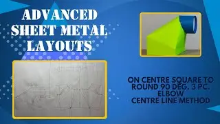 On Centre Square to Round 90 Degree,  3 pc. Elbow using the Centre Line Method.