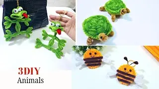 Cute 3D DIY Pipe Cleaner Animals Frog, Turtle & Bee Craft Tutorial