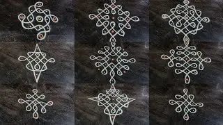9 simple and easy Sikku kolam for 9 days||rangoli||mugullu||pulli kolam||dot kolam
