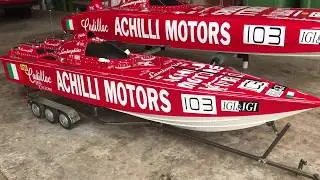 Gigantic RC Boat Achilli Motors Offshore Powerboat.