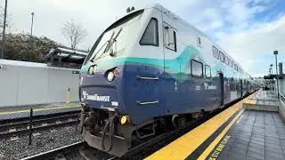 (Northbound) Sounder Train SDRX 323 (1518) pulls into the Tacoma Dome Station.