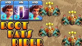 Th16 Root Rider Attack Strategy With Bat Spell!! 10 Root Rider + 6 Bats - Best Th15 Attack Strategy