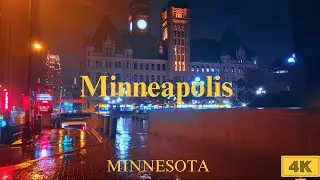Rainy Night Walk in Minneapolis 🌧️ | City Sounds & Lights | July 27, 2025 | 4k