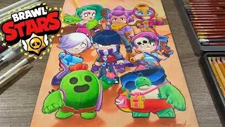 Drawing Brawl Stars ( Spike, Bazz, Colette, Edgar, Penny, Lola, Shelly, Max ) / Рисую Бравл Старс.