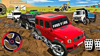 OFFROAD SUV Challenge | Free Fire Car Chain Pulling Test | Mud Road Gameplay