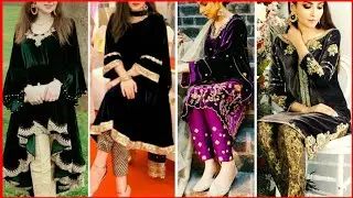 Velvet Dress With Jamawaar Trouser Designing ideas 2023.