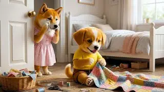 🐶❤️Baby Puppy Makes a Colorful Dress from Scraps to Cheer Up His Mom 💔👗 Mother’s Love Story