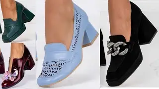 ALL THE BEST SLIP ON APPEALING BLOCK HEELS SHOES DESIGNS 2023 LATEST SQUARE HEEL SHOES FOR WOMEN