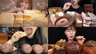 ASMR CREPE CAKE EATING CHALLENGE,CHOCOLATE CAKE,KITKAT CHOCOLATE ICE CREAM NUTELLA,MOCHI,EATING SHOW
