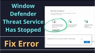 windows defender threat service has stopped || Fixed Problem||100% Solution