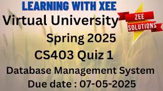 CS403 Database Management System  Quiz 1 Spring 2025 Virtual University of Pakistan