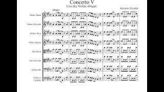 Antonio Vivaldi - Concerto for 2 Violins in A major RV 519 (Sheet Music Score)