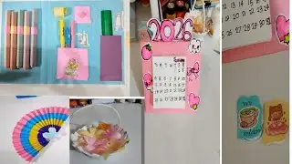 5 Diy craft ideas#calendar 🗓️/mini note book/stationary organizer/flower🌹#