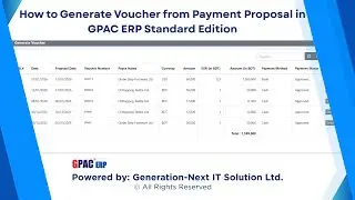 How to Generate Voucher from Payment Proposal | User Training | GPAC ERP Standard Edition