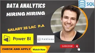Data Analytics #Hiring | #PowerBI #Python #Tableau | #Jobs| Salary 25 Lac| Check this video Apply
