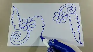 Cara menggambar batik bunga