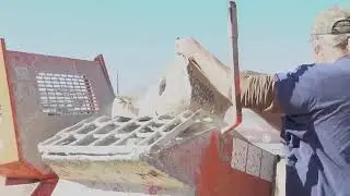 Pouring concrete and laying brick for outside