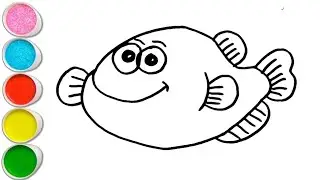 Beautiful Happy Fish Drawing, Painting and Coloring For Kids, Toddlers_ How to Draw Fish | Kids Art