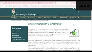 Punjab University | School of Biochemistry & Biotechnology, SBB | Entry Test Preparation Part 5