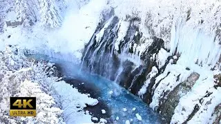 Водопад Ширахиге | Зимние звуки водопада | 3 часа релаксации | Белый шум