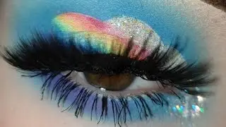 Rainbow cloud makeup look | Voiceover Version | 2 minute makeup tutorial | cloud eye tutorial