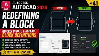 41 Redefining a Block in AutoCAD 2026 | Quickly Update & Replace Block Definitions