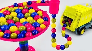Marble Run Race ☆ HABA Slope & EXCAVATOR LESU ET30H, MEGA RC TRUCKS, RC TRACTORS, RC COLLECTION!!
