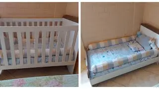 Transformando o berço em mini cama.