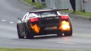 Lamborghini Gallardo UR Twin Turbo SPIT FIRE Flames Acceleration Sound 0-120 Kickdown GT 2012