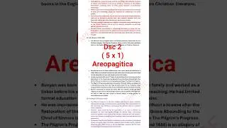 Dsc 2 (5 marks question) Areopagitica history of english prose english honours ccf #dsc2
