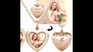 Birthstone Heart Photo Locket Necklace - Rose Gold