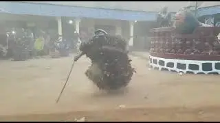 A Mabuh Masquerade  displaying at the Bfu-bfu celebration in Nkambe - 2021