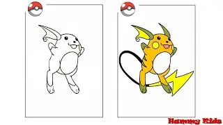 Raichu Pokemon - How To Draw & Color Raichu Evolved Pikachu Pokemon   Drawings for Kids - Hammy Kids