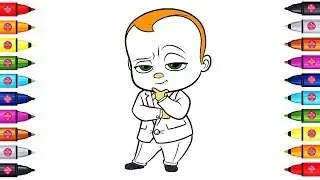 Coloring Page The Boss Baby with Coloring Markers Videos For Children to Learn Colors