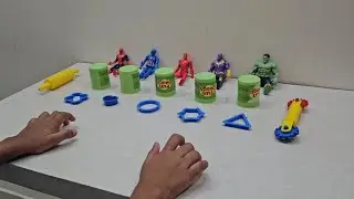 Playdoh with Avengers and shapes and colours for kidss