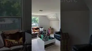 Neutral Modern Coastal Living Room Transformation Before and After