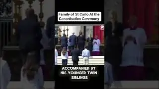Saint Carlo Acutis' parents & younger twin siblings bring offertory during the canonization Mass