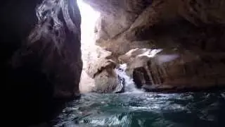 Wadi Shab, Oman - swimming into the secret cave