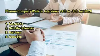 Pharma Company Walk-in Interviews 15th to 19th Jan, 2020