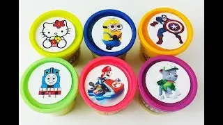 Сups Stacking Toys Play Doh Clay Hello Kitty Captain America Paw Patrol Learn Colors for Kids