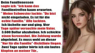 Beim Familienessen: 'Freue mich aufs Wiedersehen!' – Schwester lacht: 'Du bist nicht eingeladen…'“